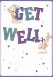 Overflowing with joyful optimism, this get well card features two endearing characters-a cuddly teddy bear and an eager, floppy-eared puppy-almost bursting off the page with cheerful energy. Each companion is playful and warm, their expressive faces turned with gentle hope towards the recipient, much like a thoughtful gesture from a neighbour in Chislehurst. The pair joyfully balance and support huge, colourful letters spelling 'Get Well,' as if to hold up a message of encouragement for all to see. Waves of indigo and teal infuse the text with depth, contrasted beautifully against a creamy, inviting background reminiscent of the tranquillity found in Chislehurst's leafy streets. Sprinkled around them are playful stars in cooling shades of blue and purple, twinkling like good wishes on a quiet evening walk down Chislehurst's High Street. The soft, textured fur of the bear and puppy looks so inviting, one can imagine being wrapped in the comforting embrace of a loved one's concern. This card is more than just a sentiment-it offers an emotional balm, perfect for lifting spirits and providing genuine comfort during recovery, as only a heartfelt message from Chislehurst can.